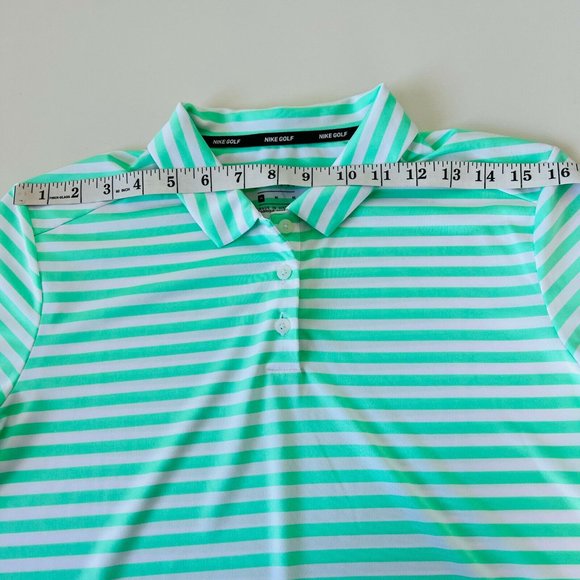Nike Green Striped Women's Top, size medium, mint green and white stripe Dri-Fit - Picture 3 of 9